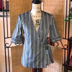 Grey and Silver wrap Around Shirt